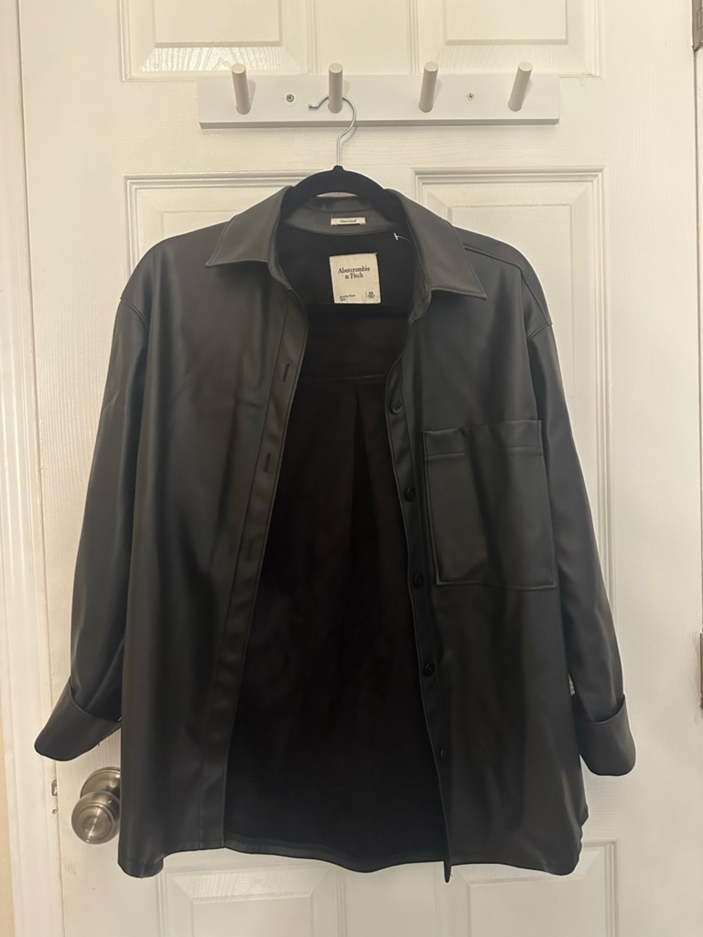 Abercrombie & Fitch Black Faux Leather Shirt Jacket